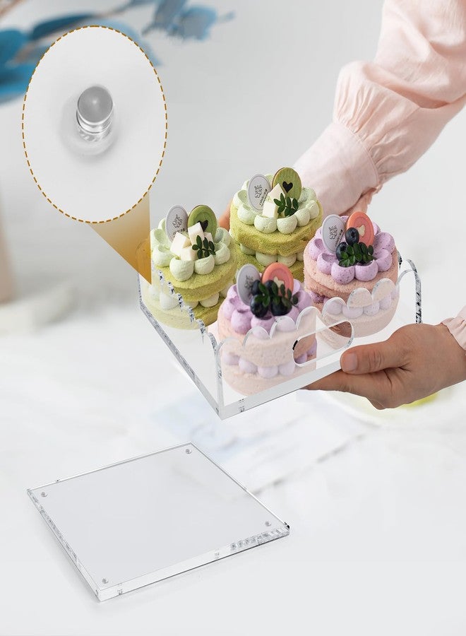 Orchidleaf 2 Pack Scalloped Acrylic Tray, Clear Acrylic Tray with Magnetic Mat, Portable Decorative Storage Trays for Photos, Dried Flowers and Jewellery - Image 4